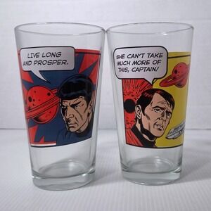Star Trek Pint Glass Set 16oz Multicolor Excellent 2012 ICUP Comic Style